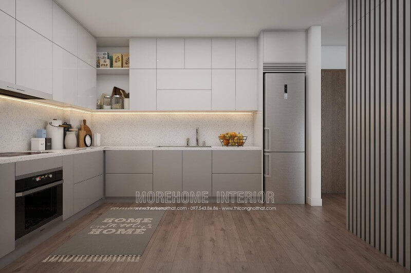 Thiết kế phòng bếp chung cư đơn giản, đẹp mắt Nội thất phòng bếp