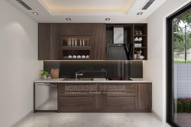 Đá ốp bếp nhân tạo màu trắng đẹp, bền cho không gian phòng khách hiện đại. Đá ốp bếp biệt thự