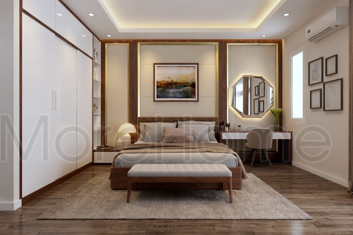 Thiết kế nội thất phòng ngủ gỗ tự nhiên cao cấp với kiến trúc Nhật Bản nhẹ nhàng, sang trọng Thiết kế phòng ngủ