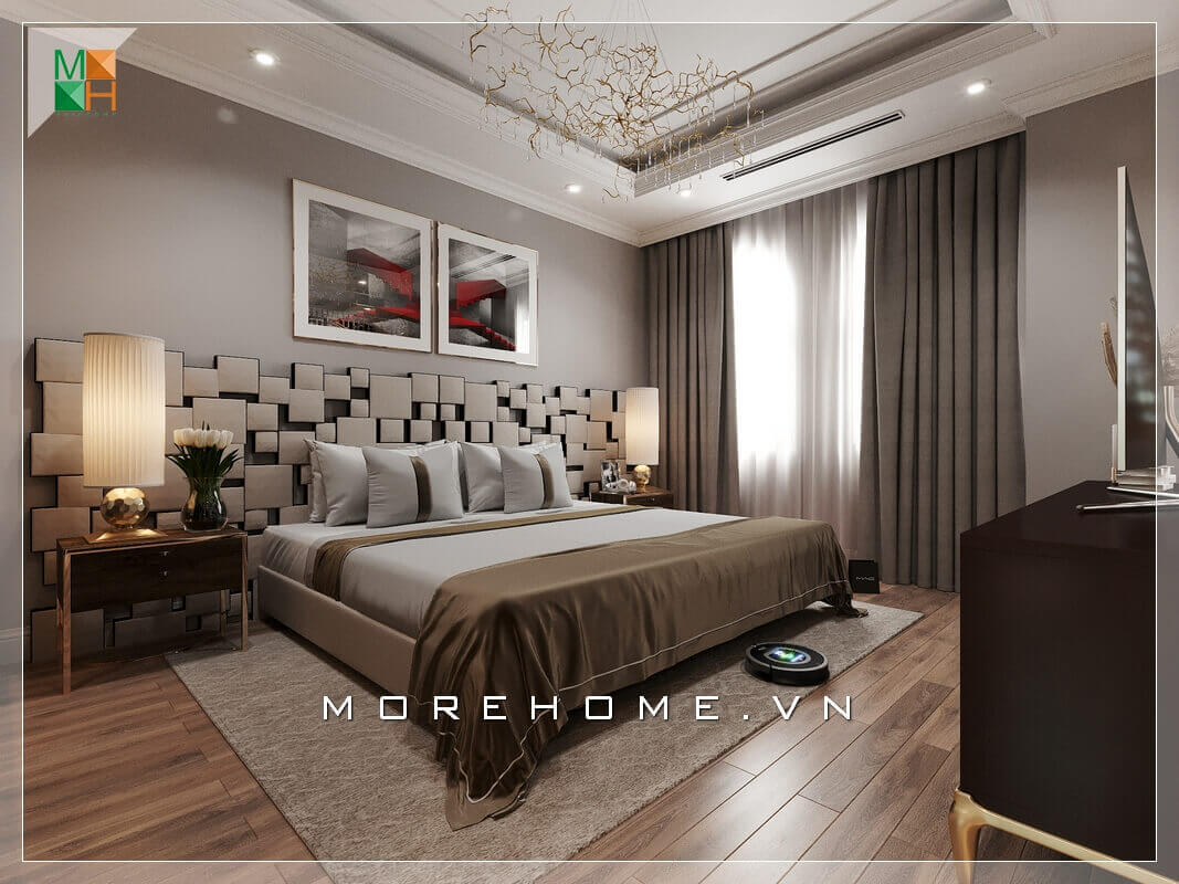 Tranh canvas cũng được sử dụng trang trí cho ăn phòng ngủ chung cư, nhà phố thêm đẹp và sang trọng.