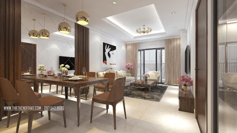 Bàn ăn gỗ công nghiệp thiết kế đơn giản mang đến không gian ăn uống hiện đại