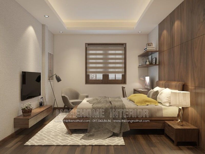 Thiết kế mẫu kệ tivi gỗ óc chó hiện đại, đơn giản cho nội thất phòng ngủ thiếu niên