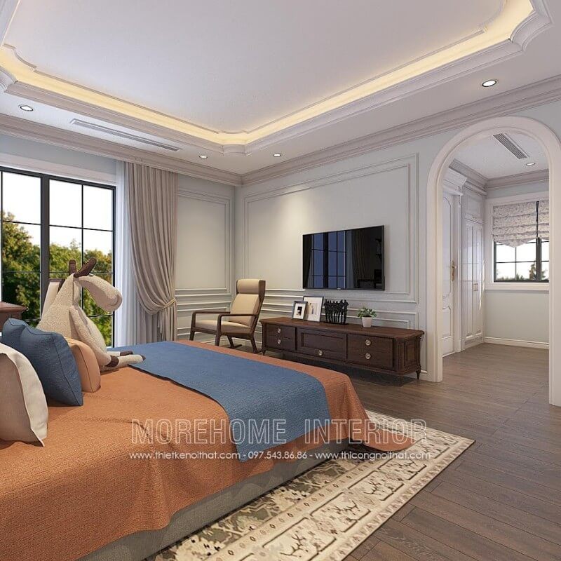 Morehome đưa đến cho bạn nhiều sự lựa chọn về mẫu kệ tivi gỗ óc chó tân cổ điển cho phòng ngủ