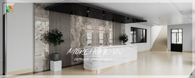 Đá ốp tường cao cấp, sáng bóng tạo nên 1 không gian tiếp đón sang trọng ấn tượng và lịch thiệp.