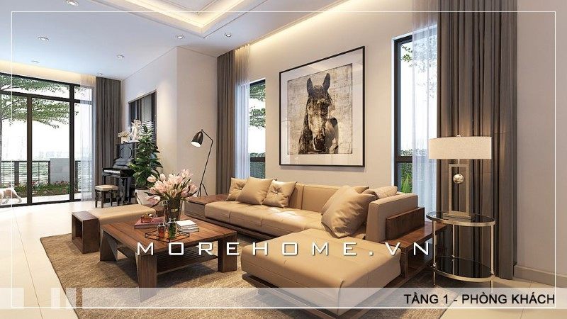 Bàn trà được thiết kế đơn giản nhưng lại cuốn hút tiện nghi và cuốn hút sự chú ý mỗi khi bước chân vào căn phòng.