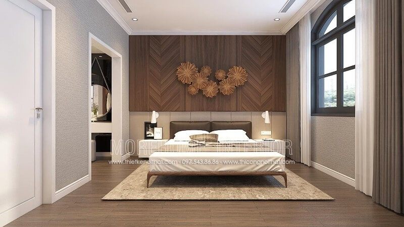 Mẫu giường ngủ gỗ óc chó hiện đại đơn giản cho phòng ngủ