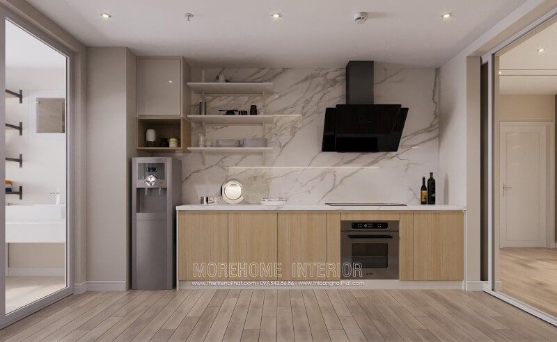 Sử dụng đá nhân tạo làm ốp bàn bếp sẽ giúp tạo ra một không gian bếp sử dụng an toàn và sạch sẽ.